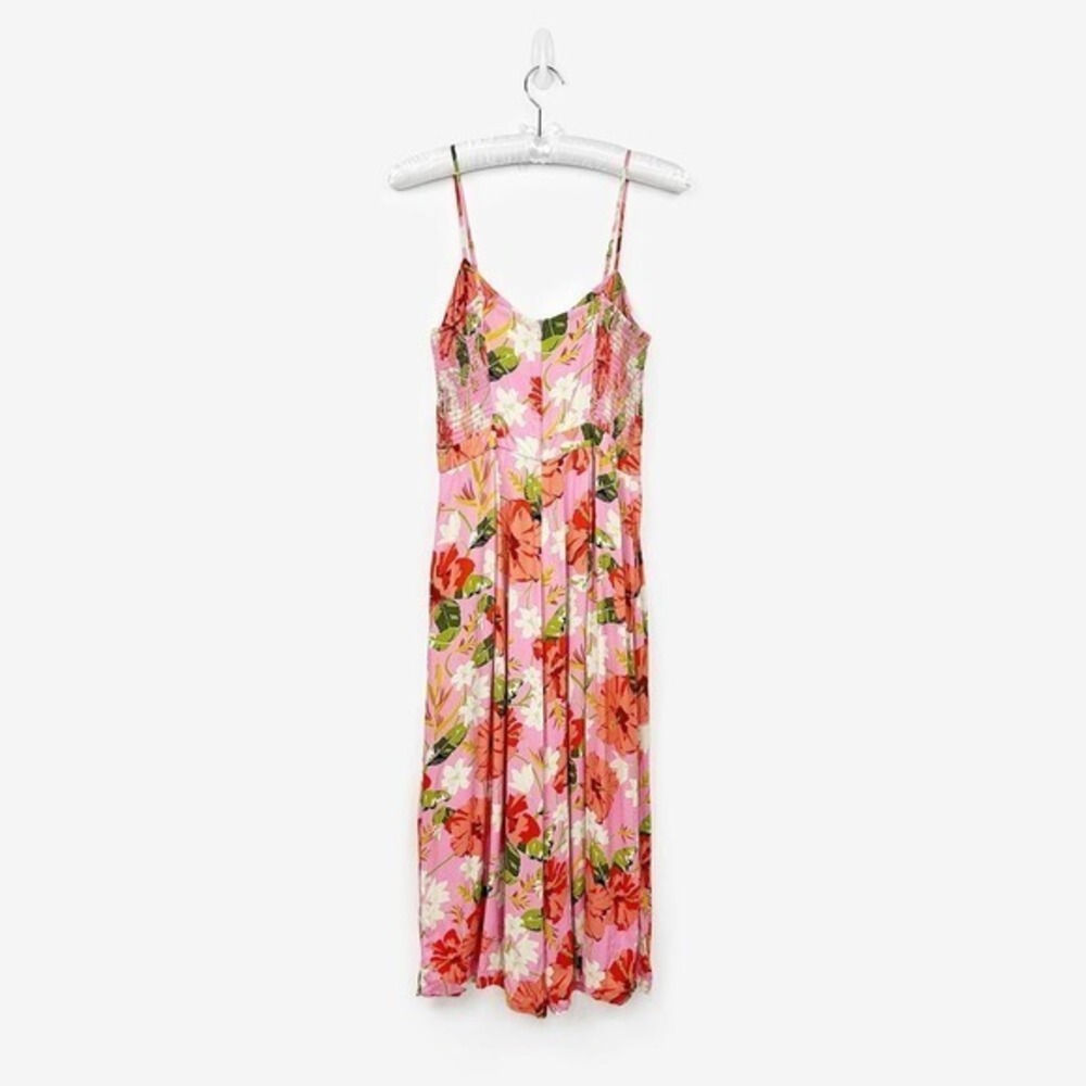 Yumi Kim Pretty Chic Jumpsuit Size 8 Mai Tai Pink Floral Resort Vacation Flowy - Picture 2 of 12